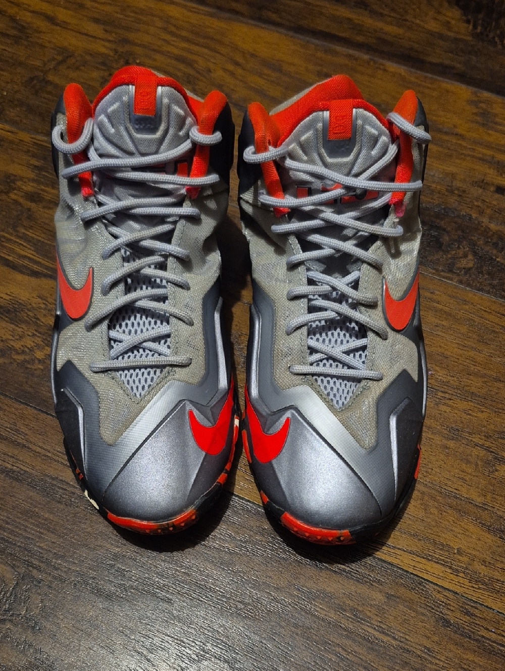 Nike Silver and Red High-Top Basketball Sneakers